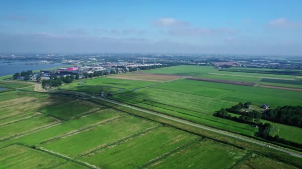 Vue Aérienne Drone Vue Aérienne Sur Les Prairies Moulin Vent — Video