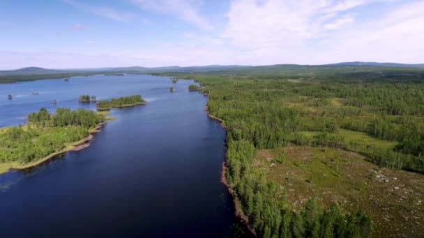 Vista Aérea Drone Voando Para Trás Sobre Lago Com Água — Vídeo de Stock