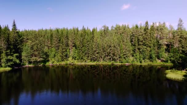 Suecia Vista Aérea Sobre Tranquilo Lago Bosque Montaña Agua Dulce — Vídeos de Stock