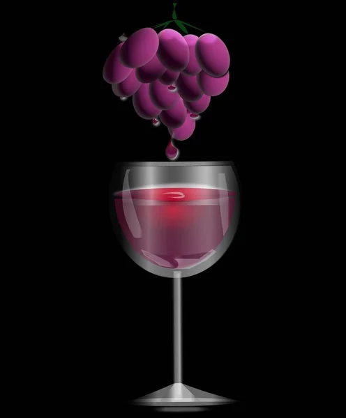 Σταφύλι Πάνω Από Ένα Ποτήρι Κρασί — Φωτογραφία Αρχείου