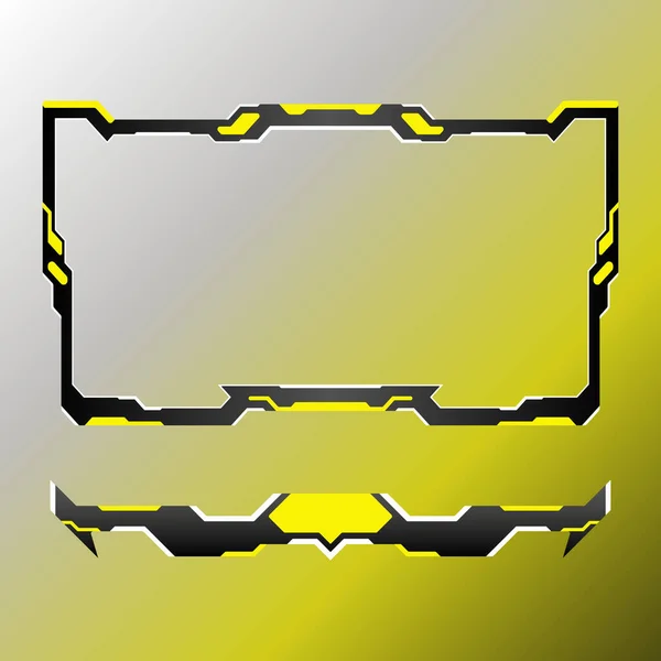 Panel Superposición Transmisión Vivo Interfaz Juego Tema Amarillo Abstracto Marco — Archivo Imágenes Vectoriales