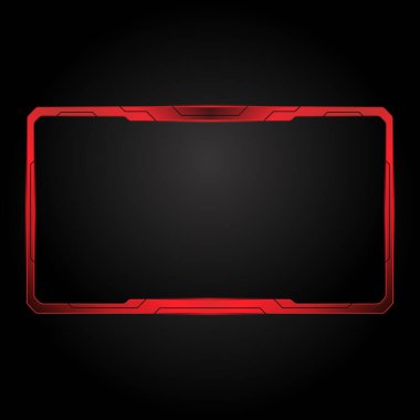 Canlı yayın için kırmızı video sınır çerçevesi, yaratıcı facecam oyun panelini canlı yayın için örtüyor.