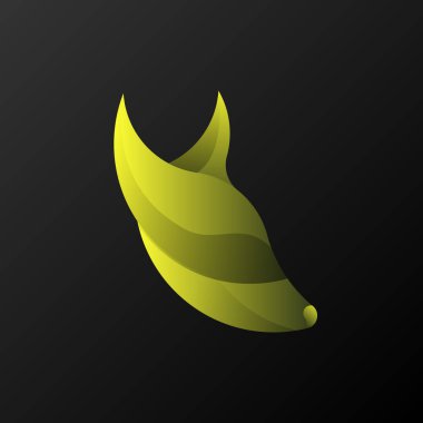 Abstract green gradient fox head minimal logo with golden ratio