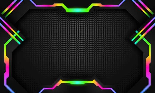 Modern Futuristic Technology Gaming Backdrop Abstract Multicolored Gradient Dark Game — Stock Vector