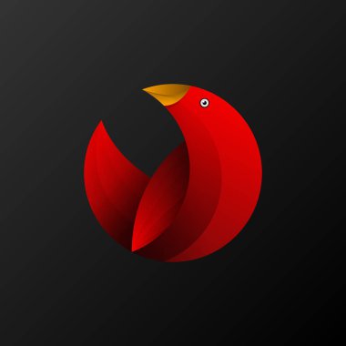 Abstract circle composition colorful gradient red bird logo illustration