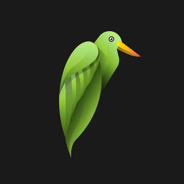 Abstract Heron Bird Colorful Green Gradient Logo — Stock vektor