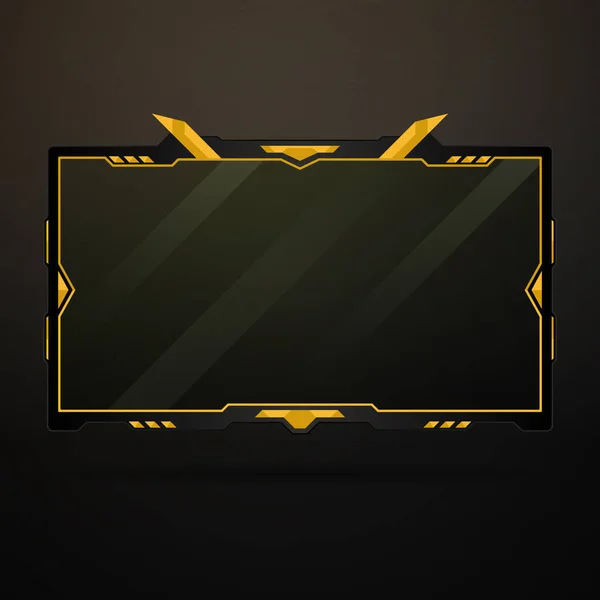 Fantacy Gold Black Live Stream Overlay Game Panel Futuristic Modern — Vector de stock