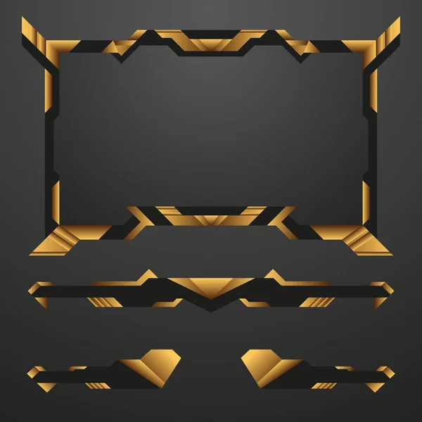 Золотой Черный Интерфейс Фэнтези Игры Видео Потокового Наложения Рамка Шаблона — стоковый вектор