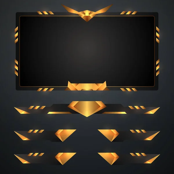 Ігровий Інтерфейс Золотий Живий Потік Накладання Веб Камери Рамки Потоковим — стоковий вектор