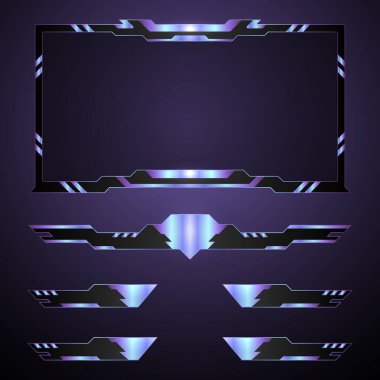 Neon sınır oyun arayüzü web kamerası ekranını kaplayan canlı yayın akışı ve video yayını için uyarı paneli