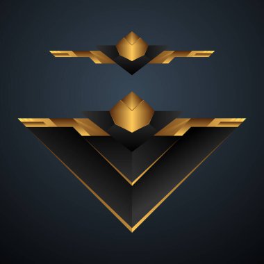 Siyah ve altın metalik oyun arayüzü ödül rozeti şablonu