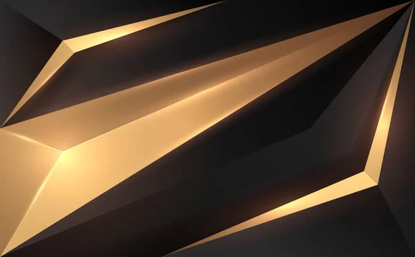 Abstract Zwart Goud Moderne Geometrische Achtergrond Met Lichteffect — Stockvector