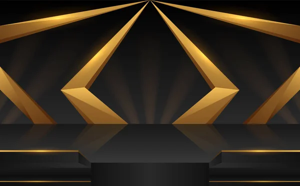 Black Gold Award Stage Platform Met Lichteffect — Stockvector