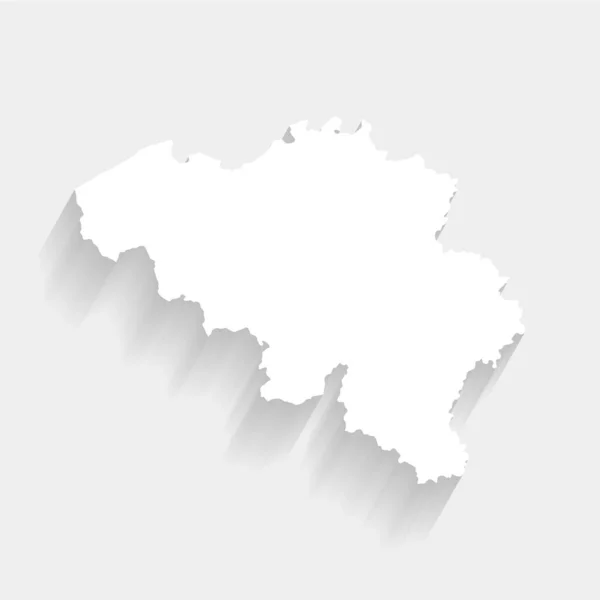 Prosta Biała Mapa Belgii Szarym Tle Wektor Ilustracja Plik Eps — Wektor stockowy
