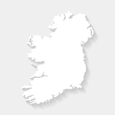 Gri arkaplan, vektör, illüstrasyon üzerinde basit beyaz İrlanda haritası 10 dosya eder