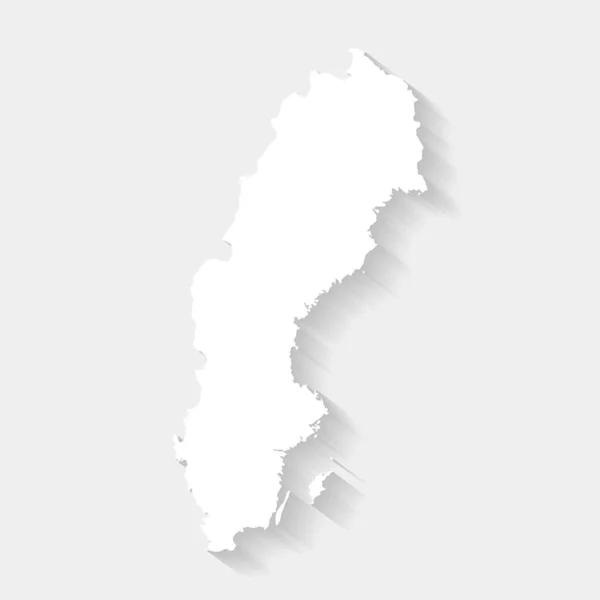 Eenvoudige Witte Zweedse Kaart Grijze Achtergrond Vector Illustratie Eps Bestand — Stockvector