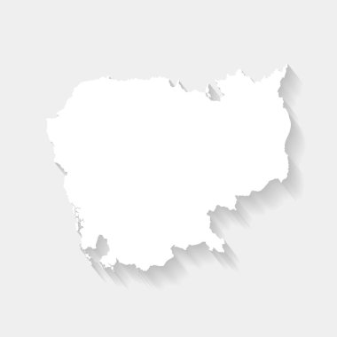 Simple white Cambodia map on gray background, vector, illustration, eps 10 file