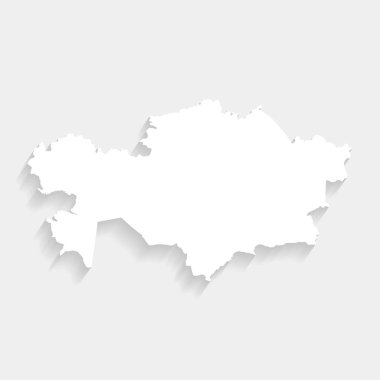 Simple white Kazakhstan map on gray background, vector, illustration, eps 10 file