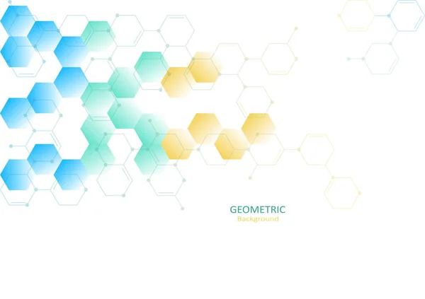 Design Modelo Abstrato Geométrico Com Formas Hexágono Molécula Fundos Brancos — Vetor de Stock
