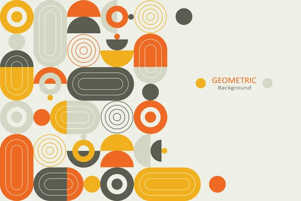 Geometric abstract background, template flat design of mosaic with the simple shape of circles, semi-circle and, lines. Mural design. Neo geometric. Vector Illustration.
