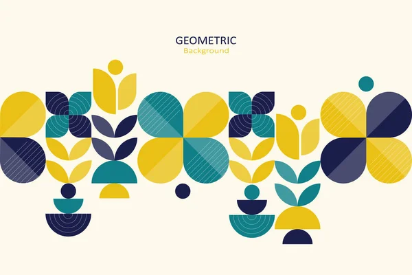 Abstract Geometric Background Template Flat Design Simple Shape Circles Lines — Stockový vektor