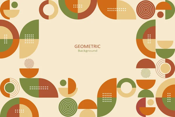 Abstract Flat Geometric Background Template Design Simple Shape Circles Lines — Archivo Imágenes Vectoriales