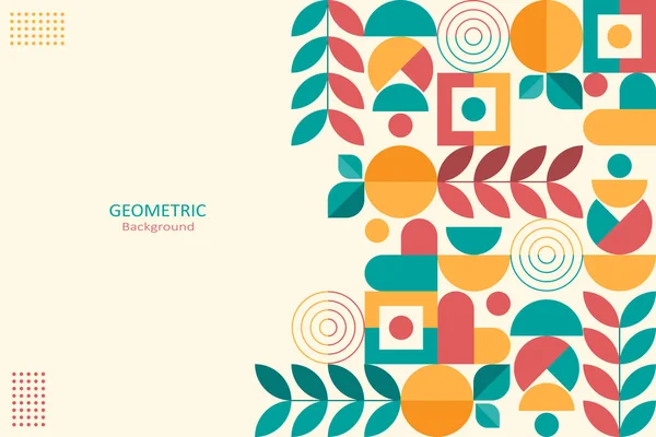 Abstract Colorful Flat Geometric Background Template Design Simple Shape Circles — Archivo Imágenes Vectoriales