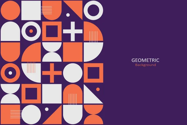 Abstract Flat Geometric Background Template Design Simple Shape Circles Squares — Vetor de Stock