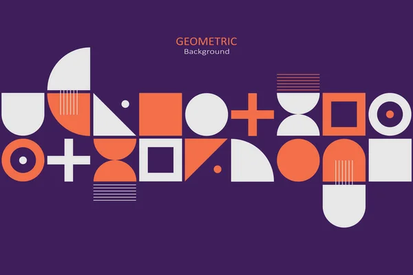 Abstract Flat Geometric Background Template Design Simple Shape Circles Squares — Stockový vektor