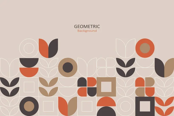 Abstract flat geometric background, template design with the simple shape of circles, squares, and lines. Landing page design, Vector Illustration.