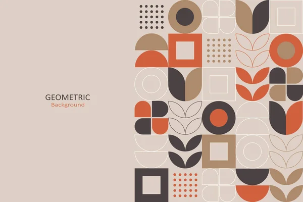 Abstract Flat Geometric Background Template Design Simple Shape Circles Squares — Vector de stock