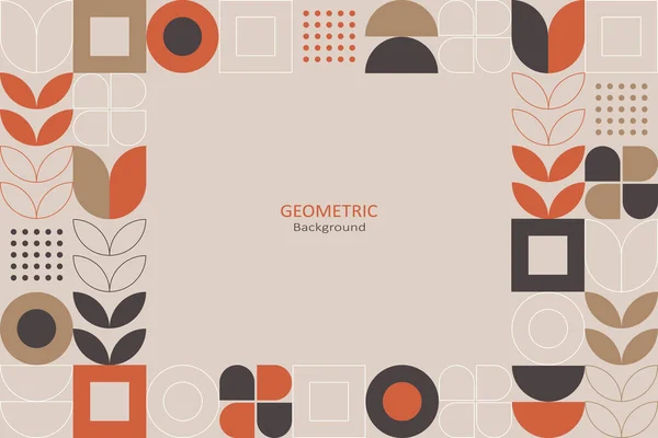 Abstract Flat Geometric Background Template Design Simple Shape Circles Squares — Archivo Imágenes Vectoriales