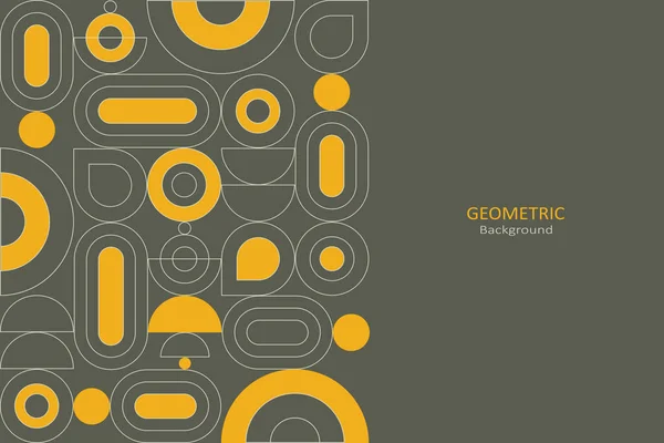 Abstract Flat Geometric Background Template Design Simple Shape Circles Line — Vetor de Stock