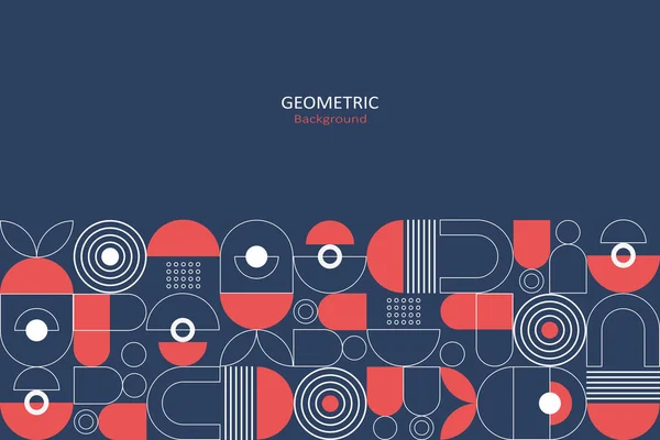 Abstract flat geometric background, template design with the simple shape of circles, dots, and line art. Landing page design. Vector Illustration.