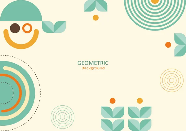 Plantilla Geométrica Abstracta Diseño Plano Con Formas Simples Círculos Líneas — Vector de stock