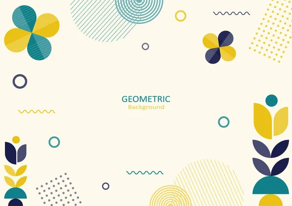 Abstraktní Geometrická Šablona Plochý Design Jednoduchými Tvary Kruhů Květin Čar — Stockový vektor