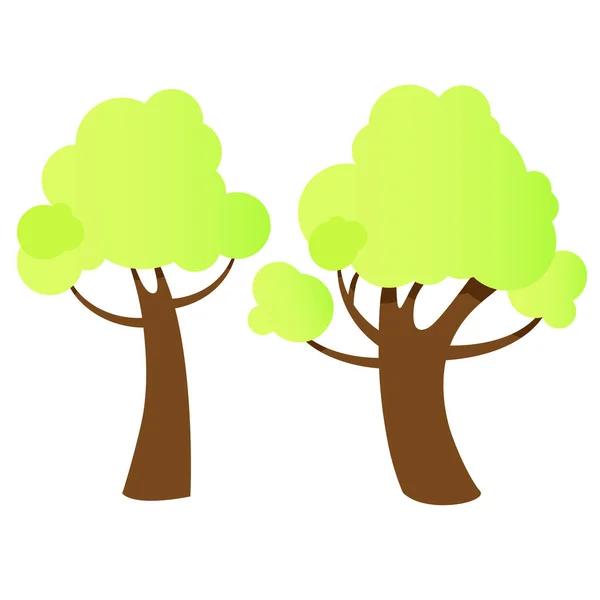 Set Two Vector Green Trees — Stock Vector