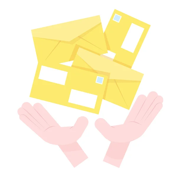 Gelbe Briefe Von Der Post Fallen Die Hände — Stockvektor
