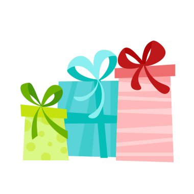 Fiyonklu üç renkli hediye kutusu.