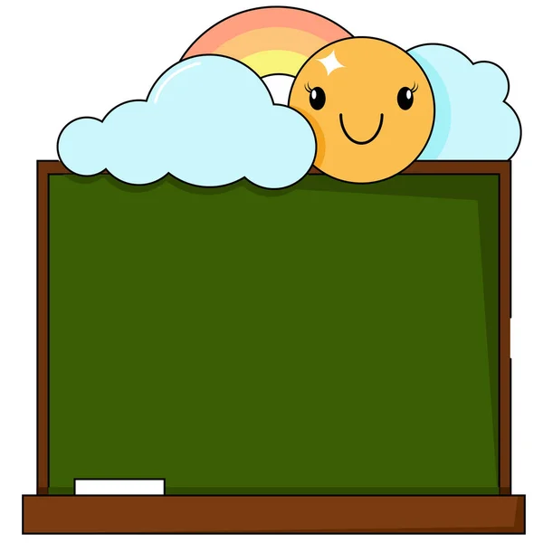 Green School Board Clouds Sun Top — Stock vektor