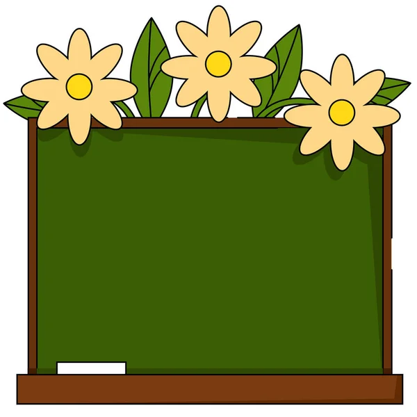 Green School Board Flowers Top - Stok Vektor