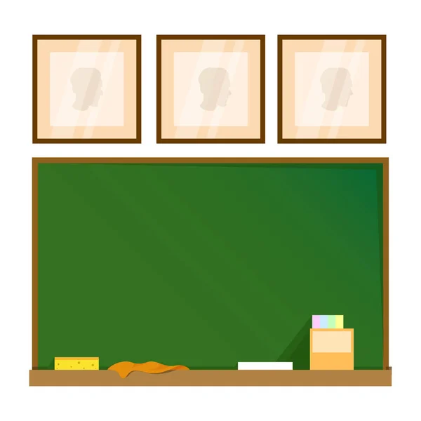 School Green Board Chalk Rulers Portraits — 图库矢量图片