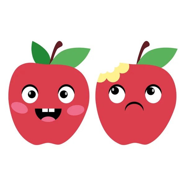 Set Red Apples Smile — Stock vektor