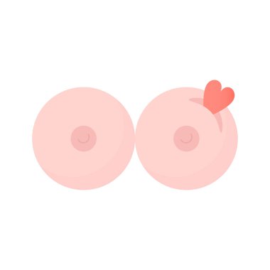 Women's breasts with a slit and a heart inside in honor of World Breast Cancer Day