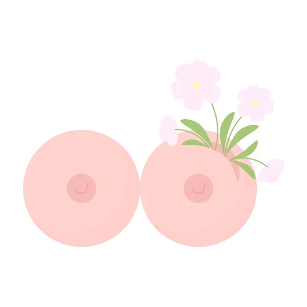 Women Breasts Slit Flowers Honor World Breast Cancer Day — Διανυσματικό Αρχείο