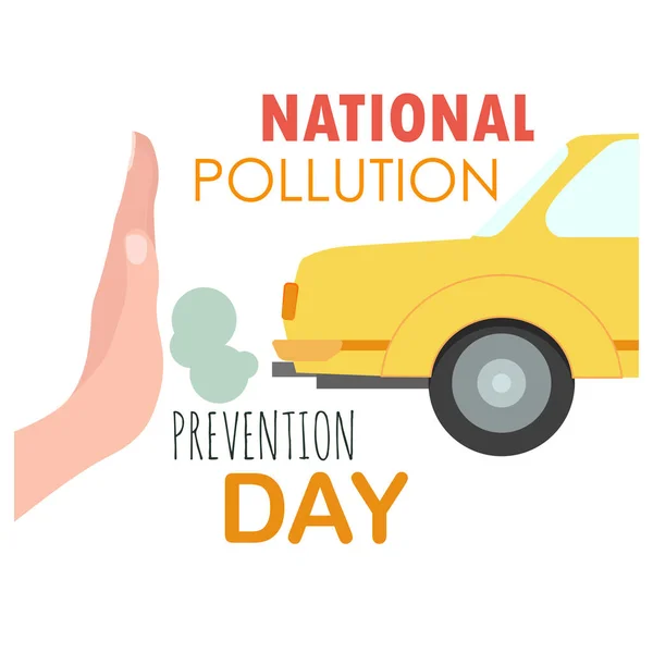環境汚染防止のシンボルとして排気ガスとヤシのある車 — ストックベクタ
