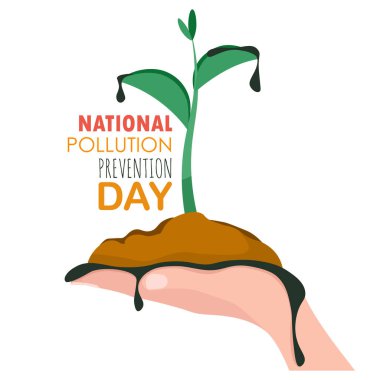 Topraklı bir kadın eli ve çevresel kirliliğe karşı dünya günü onuruna çamurlu küçük yeşil bir filiz.