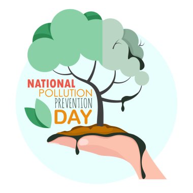 Ulusal Kirliliği Önleme Günü onuruna kirli çizgileri olan yeşil ve yarı gri ağaç.