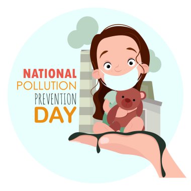 Maskeli küçük bir kız, kirliliğe karşı verilen mücadelenin onuruna çamur dökülen bir elin üzerine oturur..