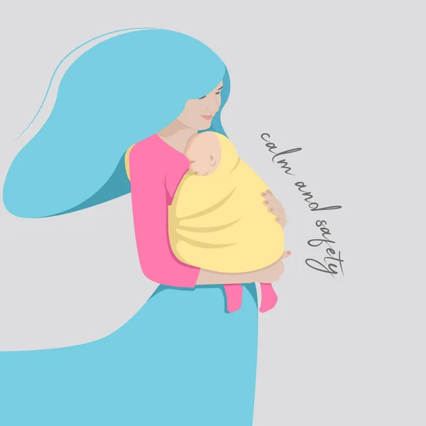 Woman Mother holding her child in sling